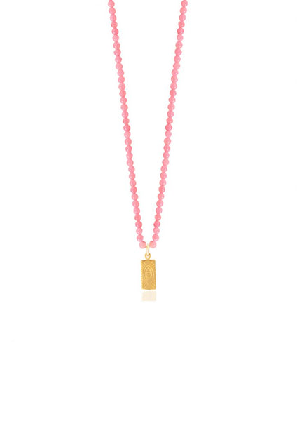 HERMINA TAG PINK NECKLACE