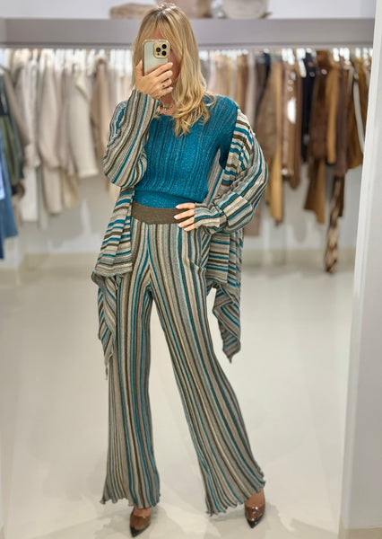 DELIGHT STRIPES CARDIGAN | TEAL