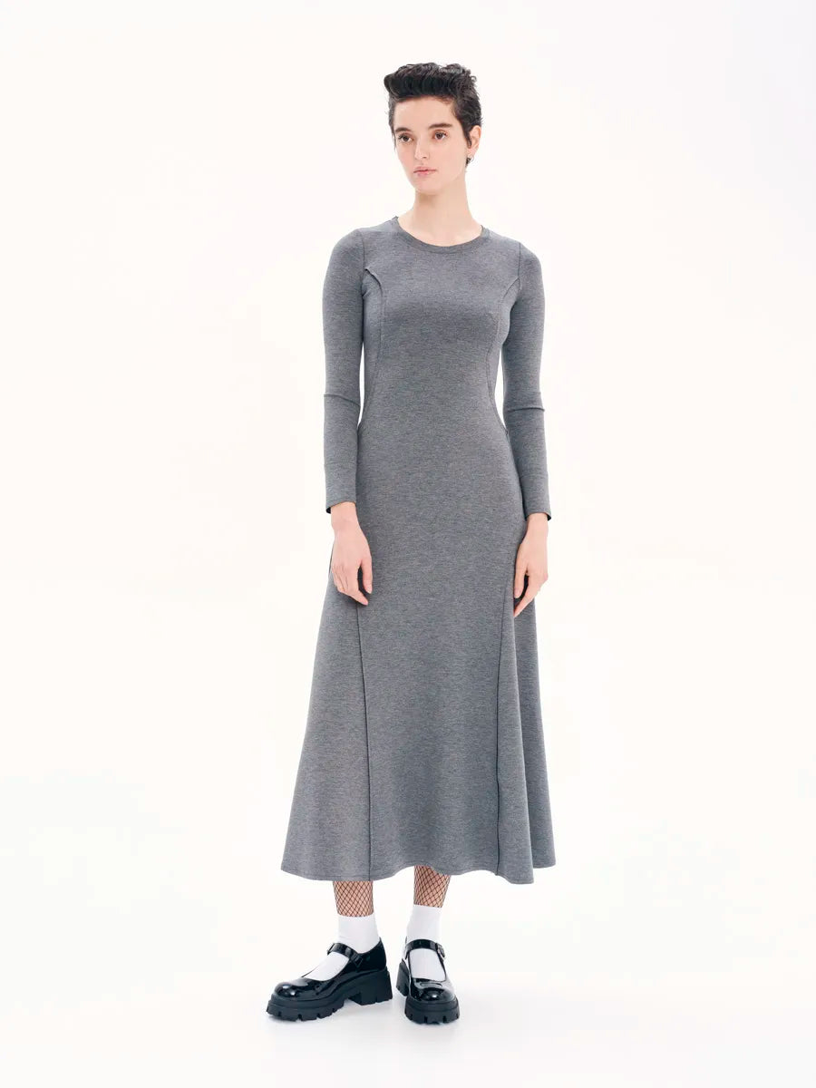 POLISHED MIDI DRESS | GREY MELANGE