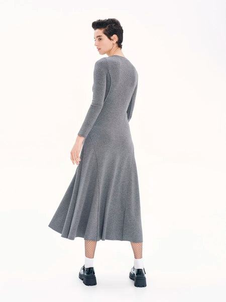 POLISHED MIDI DRESS | GREY MELANGE