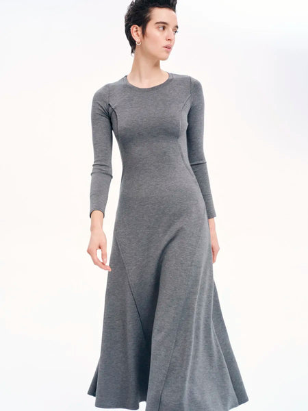 POLISHED MIDI DRESS | GREY MELANGE