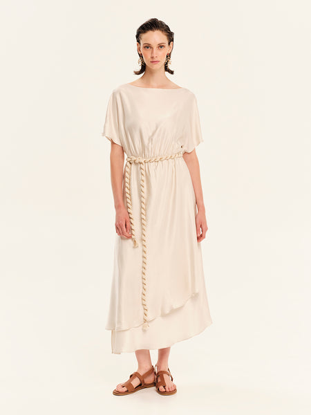 MAGICALITY MIDI DRESS WITH CROSSED SKIRT