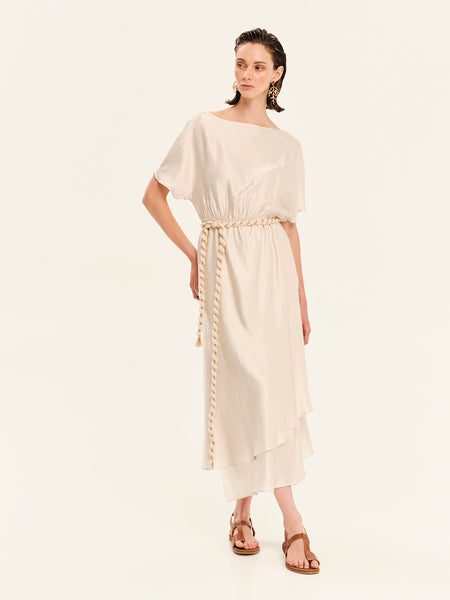 MAGICALITY MIDI DRESS WITH CROSSED SKIRT
