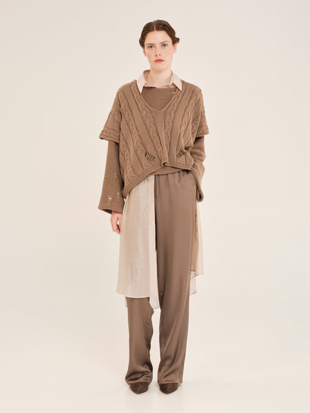 SENSITIVE HUG V-NECK VEST | WARM GREY