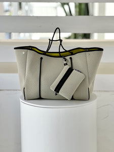 TOTE BAG | BLEACHED SAND WITH NEON YELLOW