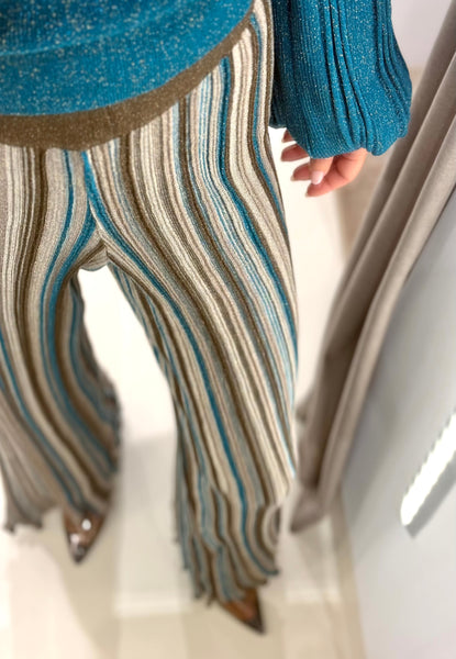 DELIGHT STRIPES TROUSERS | TEAL