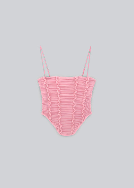 GATHERED CORSET STRAPPY TOP | PINK.