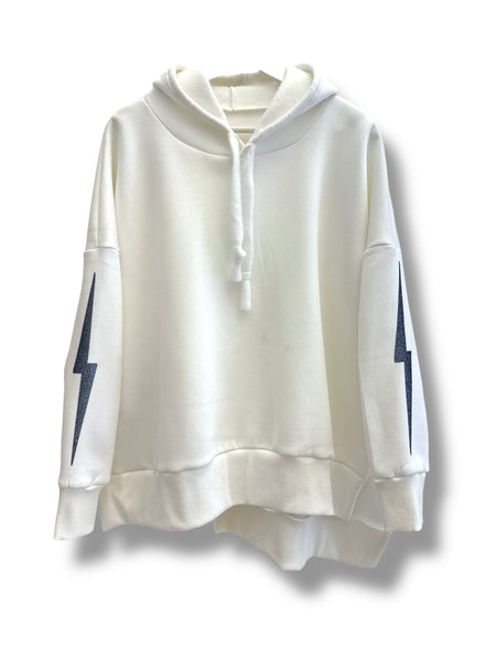 WHITE HOODIE | GREY THUNDER