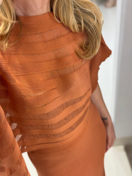 MAGIC SUNSETS KNIT OVERSIZED TOP | SUNSET ORANGE