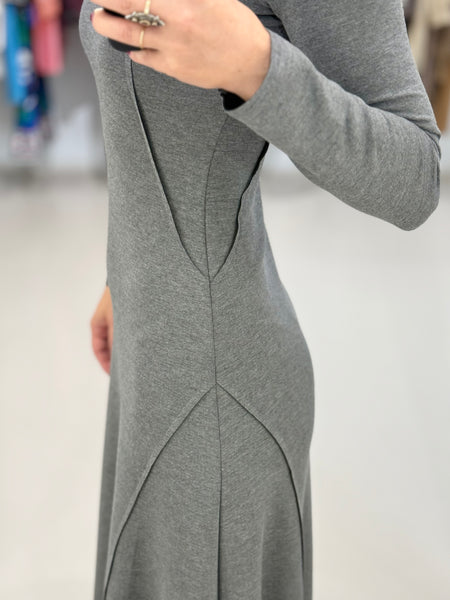 POLISHED MIDI DRESS | GREY MELANGE