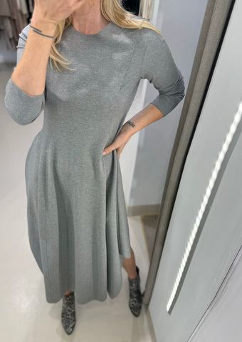 STRUCTURED MIDI DRESS | GREY