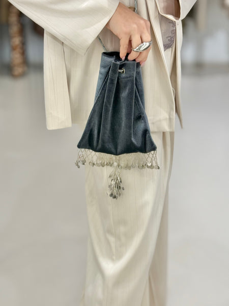 GREY VELVET TORBICA BAG