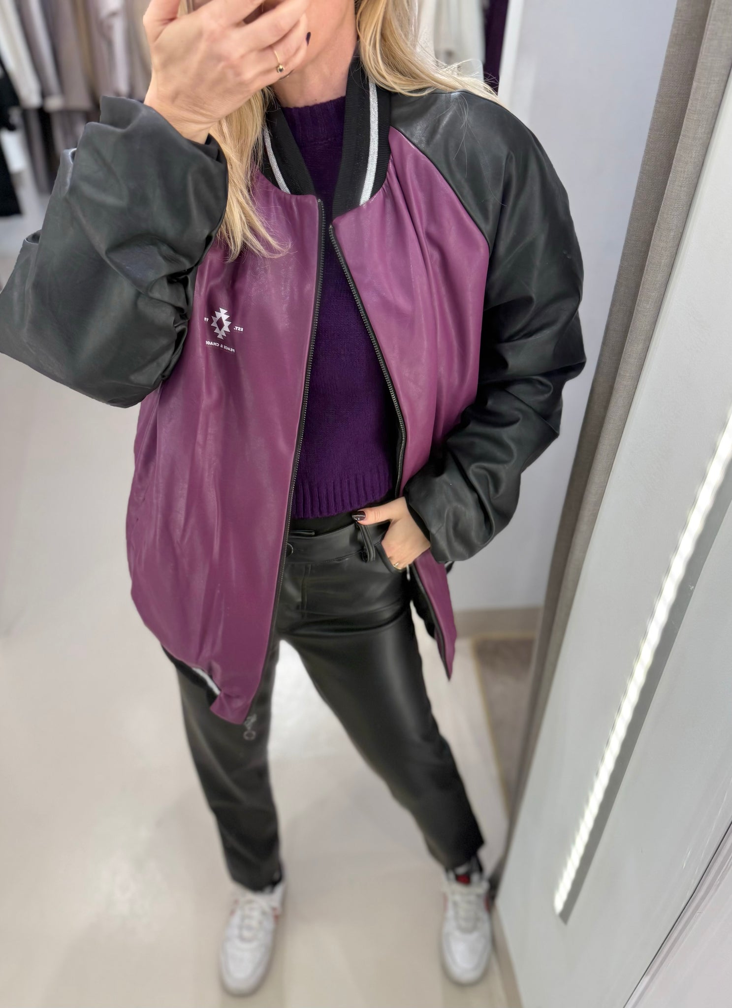 SERPENT ECO LEATHER BOMBER PURPLE