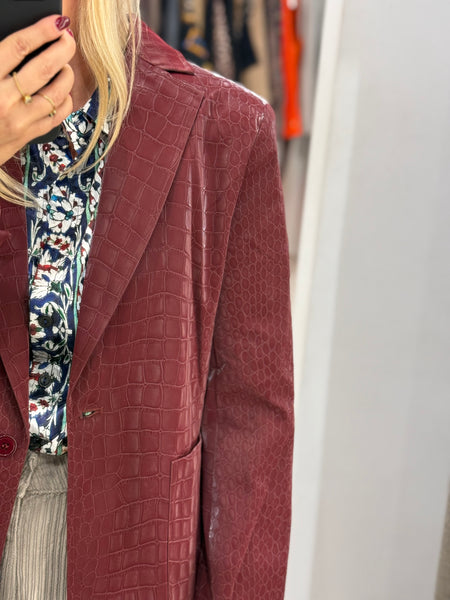 CROCO BLAZER | BURGUNDY