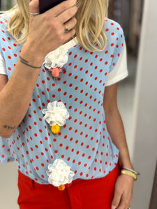 BABY BLUE DOTS TOP