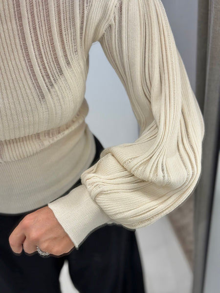HIGH NECK BLOUSE | GARDENIA