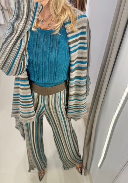 DELIGHT STRIPES CARDIGAN | TEAL