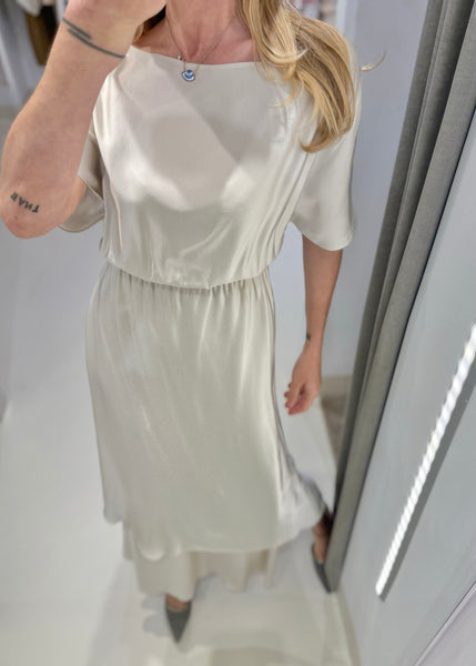 MAGICALITY MIDI DRESS WITH CROSSED SKIRT