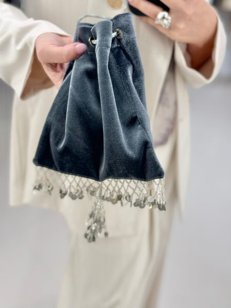 GREY VELVET TORBICA BAG