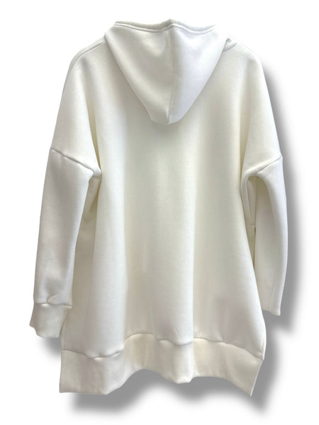 WHITE HOODIE | GREY THUNDER