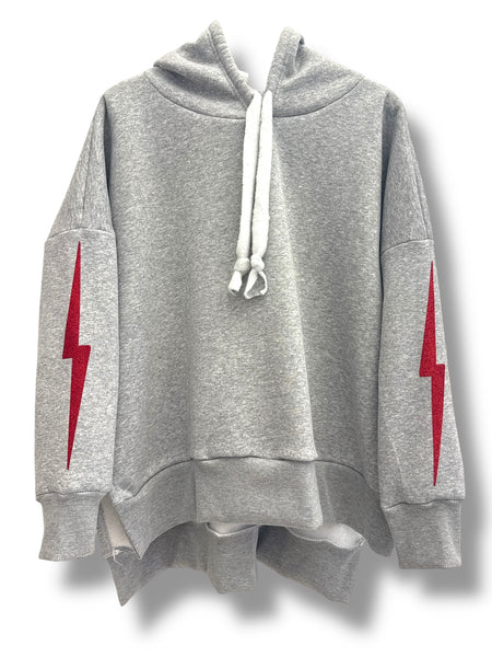 GREY HOODIE | RED THUNDER
