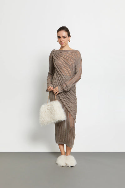 KNIT LUREX BLOUSE | GOLD TAUPE