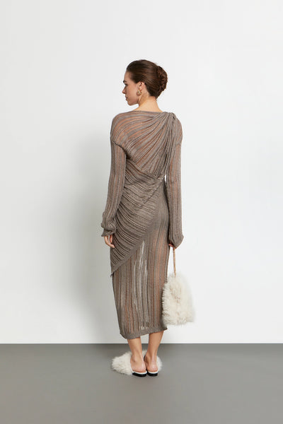 KNIT LUREX BLOUSE | GOLD TAUPE
