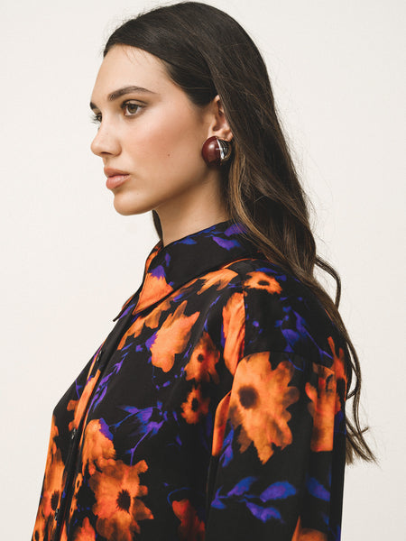 TAYLOR CROPPED SHIRT | MULTI ORANGE