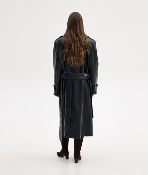 STACY LEATHER COAT | BLACK