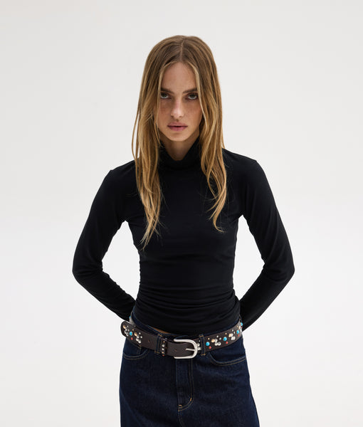 LAURA TURTLENECK TOP | BLACK