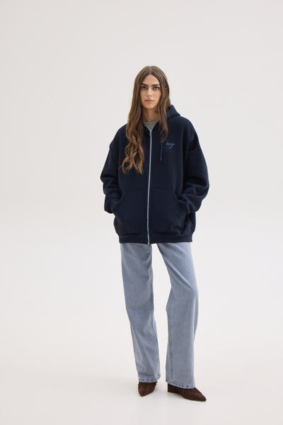 LIZI ZIP HOODIE | DARK BLUE