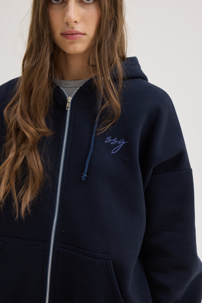 LIZI ZIP HOODIE | DARK BLUE