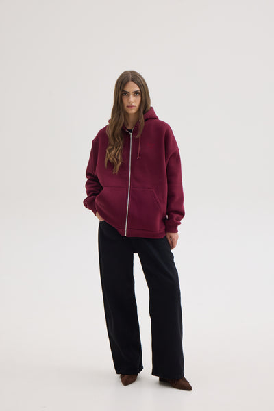 LIZI ZIP HOODIE | AUBERGINE