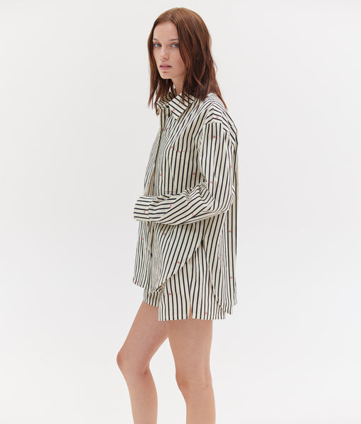 AGNES SHIRT | BLACK AND BUTTER STRIPES