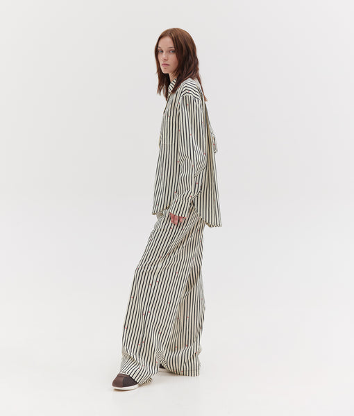 AGNES PANTS | BLACK AND BUTTER STRIPES