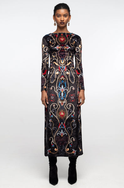 DUSK SLIT VELVET DRESS