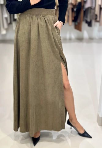 GOLFIE LONG SKIRT | KHAKI