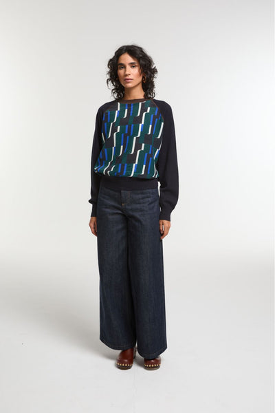 OLYMPE SWEATER | BLUE & GREEN