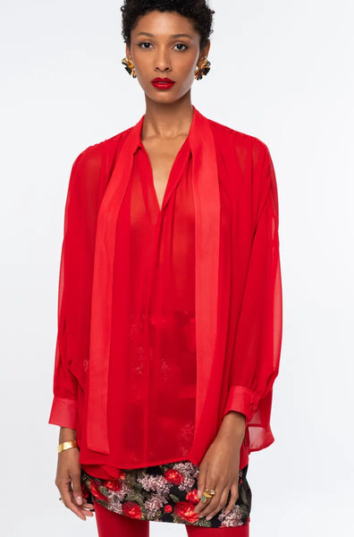 SHEER BLOUSE | RED