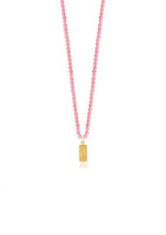 HERMINA TAG PINK NECKLACE.