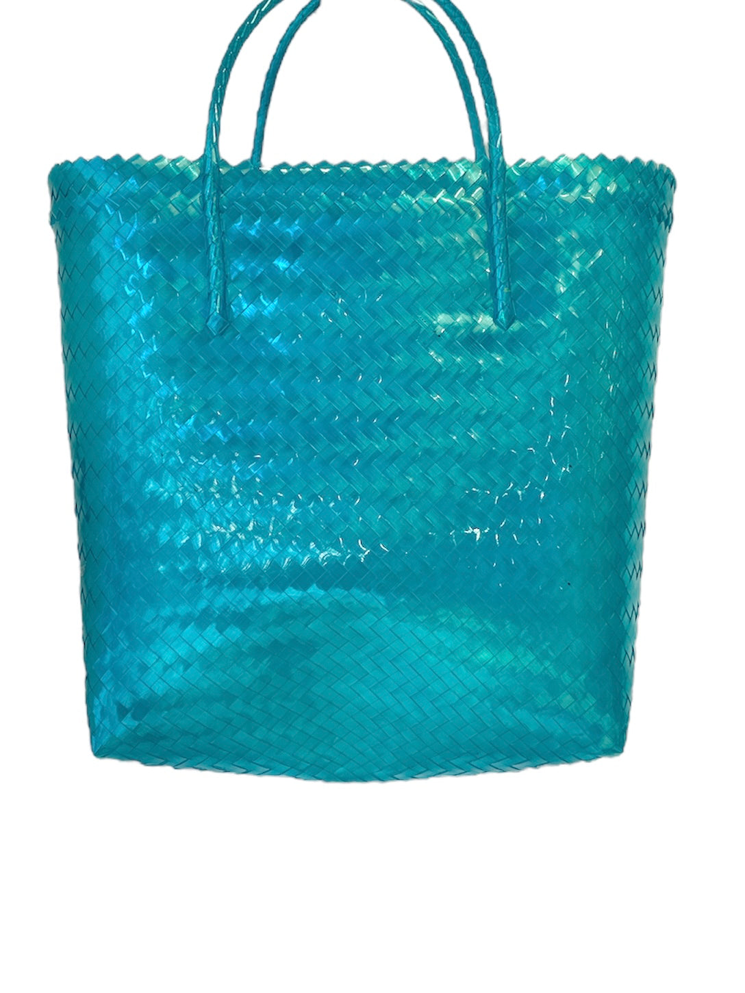 TURQ PLASTIC SHOPPER BAG.