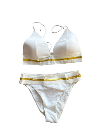 TRIANGLE GOLD AND WHITE BIKINI